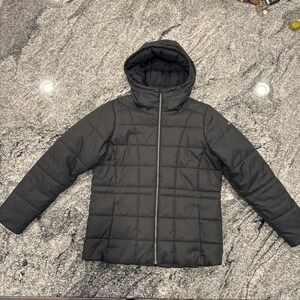 Columbia Jacket Puffer Mens Large Black Full ZIp Hoodie Insulated Jacket